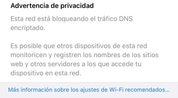 Esta red esta bloqueando el trafico DNS encriptado