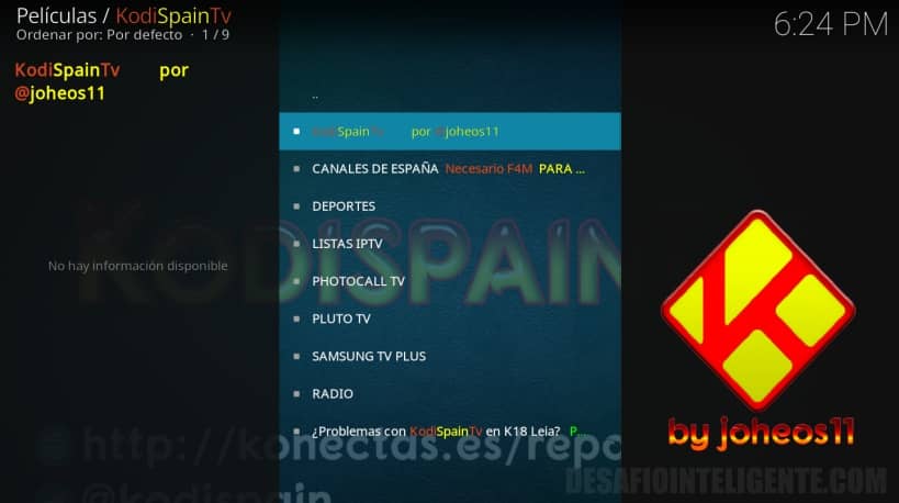 menu de kodispain tv
