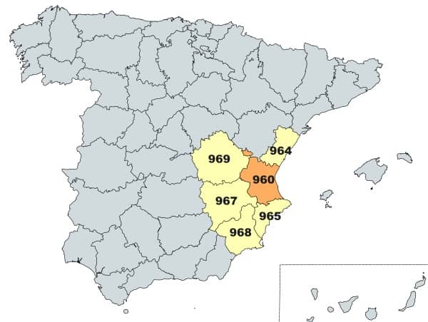el prefijo 960 en espana