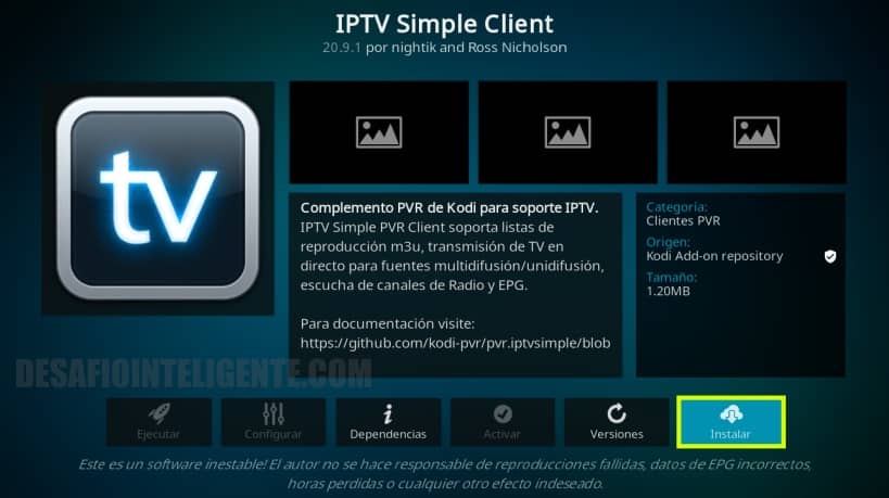Instalar Iptv Simple Client