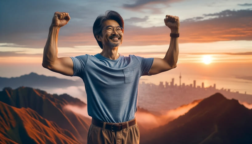 Hombre Celebrando Su Libertad Financiera
