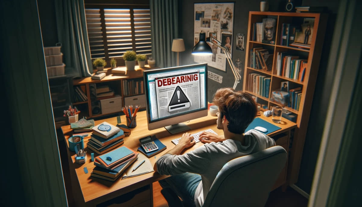 Estudiante Viendo Publicidad Mientras Estudia